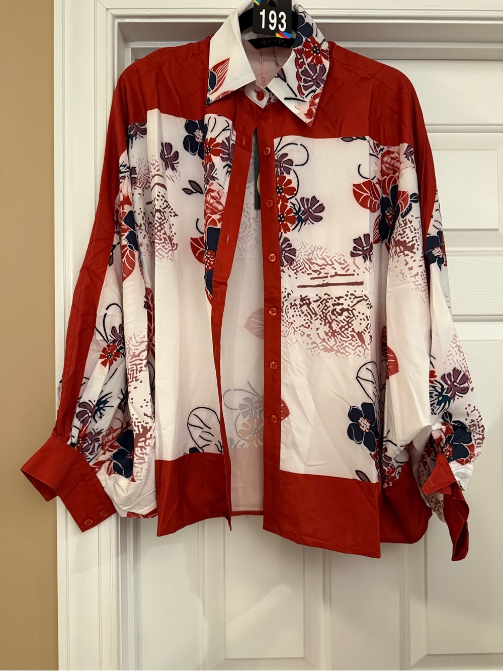 PMP Red & White Floral Button-Up Blouse